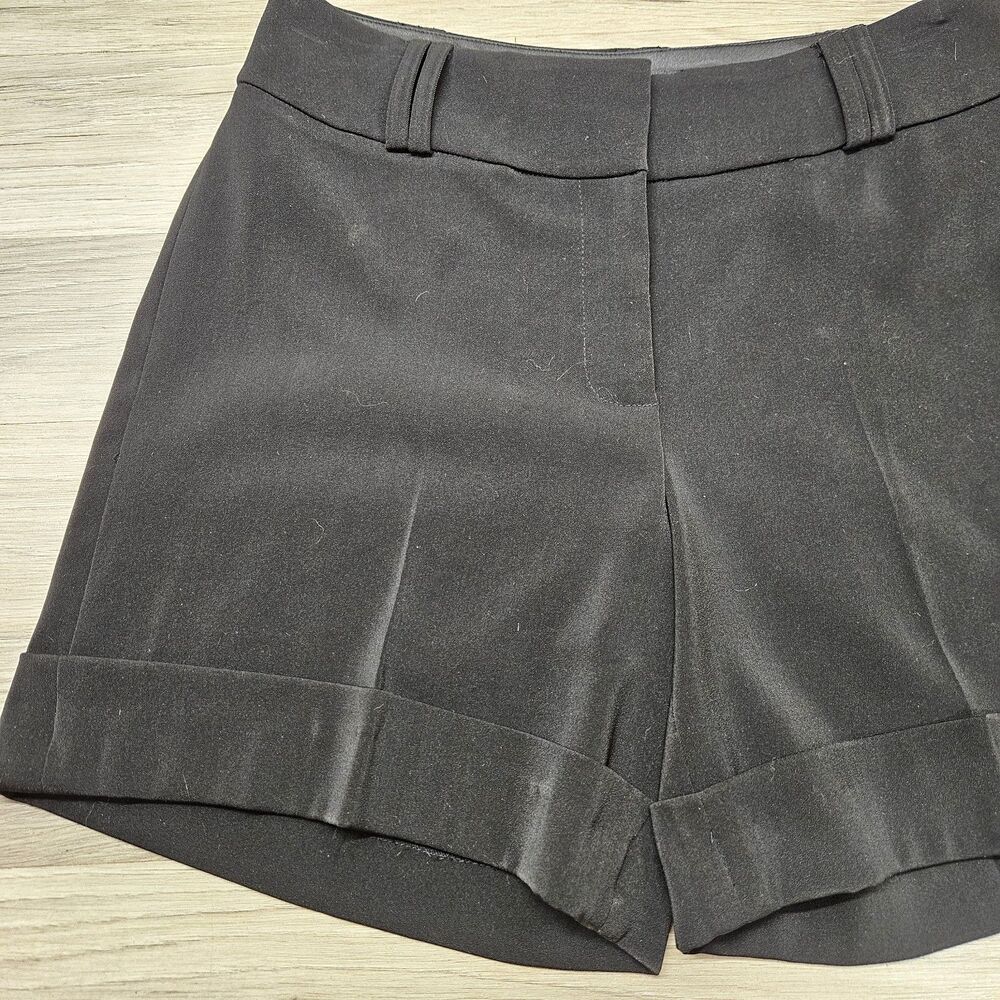 White House Black Market Black Cuffed Shorts Size 4 Chino Business Casual - Picture 3 of 8